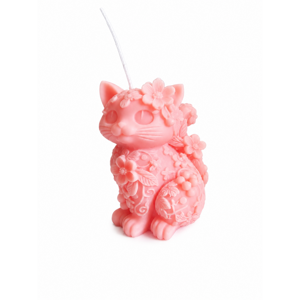 Floral Cat Decorative Candle